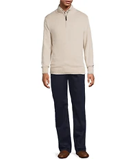 Roundtree & Yorke Mock Neck Long Sleeve Solid Quarter Zip Sweater Pullover