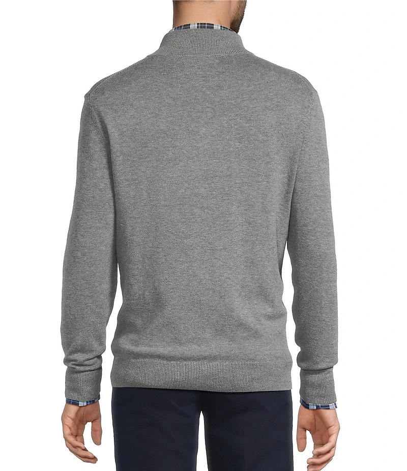 Roundtree & Yorke Mock Neck Long Sleeve Solid Quarter Zip Sweater Pullover