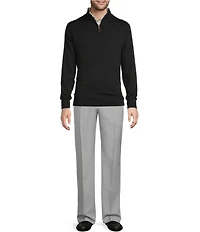 Roundtree & Yorke Mock Neck Long Sleeve Solid Quarter Zip Sweater Pullover