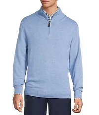 Roundtree & Yorke Mock Neck Long Sleeve Solid Quarter Zip Sweater Pullover