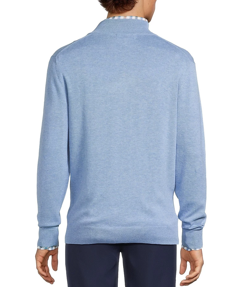 Roundtree & Yorke Mock Neck Long Sleeve Solid Quarter Zip Sweater Pullover
