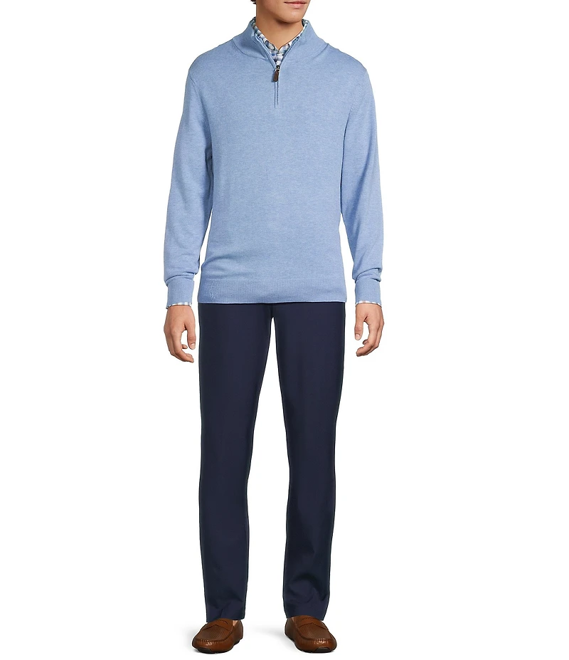 Roundtree & Yorke Mock Neck Long Sleeve Solid Quarter Zip Sweater Pullover