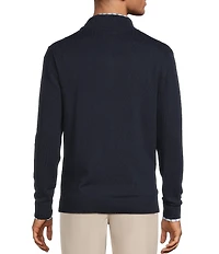 Roundtree & Yorke Mock Neck Long Sleeve Solid Quarter Zip Sweater Pullover