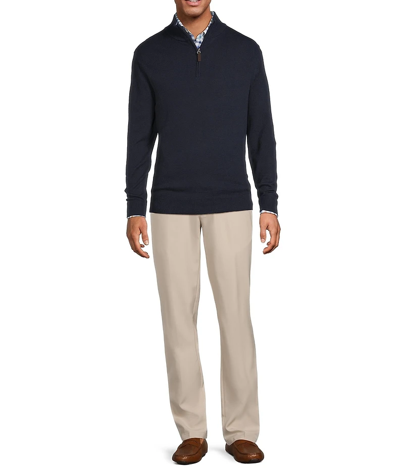Roundtree & Yorke Mock Neck Long Sleeve Solid Quarter Zip Sweater Pullover