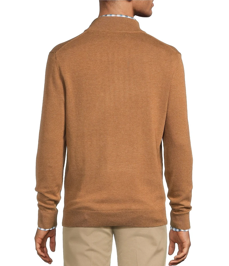 Roundtree & Yorke Mock Neck Long Sleeve Solid Quarter Zip Sweater Pullover