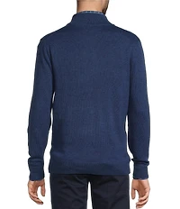Roundtree & Yorke Mock Neck Long Sleeve Solid Quarter Zip Sweater Pullover