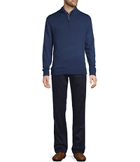 Roundtree & Yorke Mock Neck Long Sleeve Solid Quarter Zip Sweater Pullover