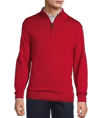 Roundtree & Yorke Mock Neck Long Sleeve Solid Quarter Zip Sweater Pullover