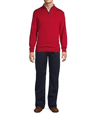 Roundtree & Yorke Mock Neck Long Sleeve Solid Quarter Zip Sweater Pullover