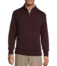 Roundtree & Yorke Mock Neck Long Sleeve Solid Quarter Zip Sweater Pullover