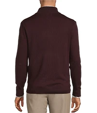 Roundtree & Yorke Mock Neck Long Sleeve Solid Quarter Zip Sweater Pullover
