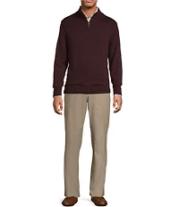 Roundtree & Yorke Mock Neck Long Sleeve Solid Quarter Zip Sweater Pullover
