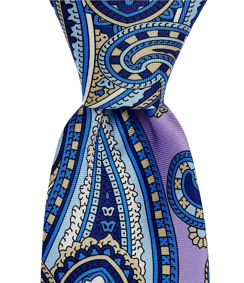 Roundtree & Yorke Oscar Paisley Print 3 1/8#double; Woven Silk Tie