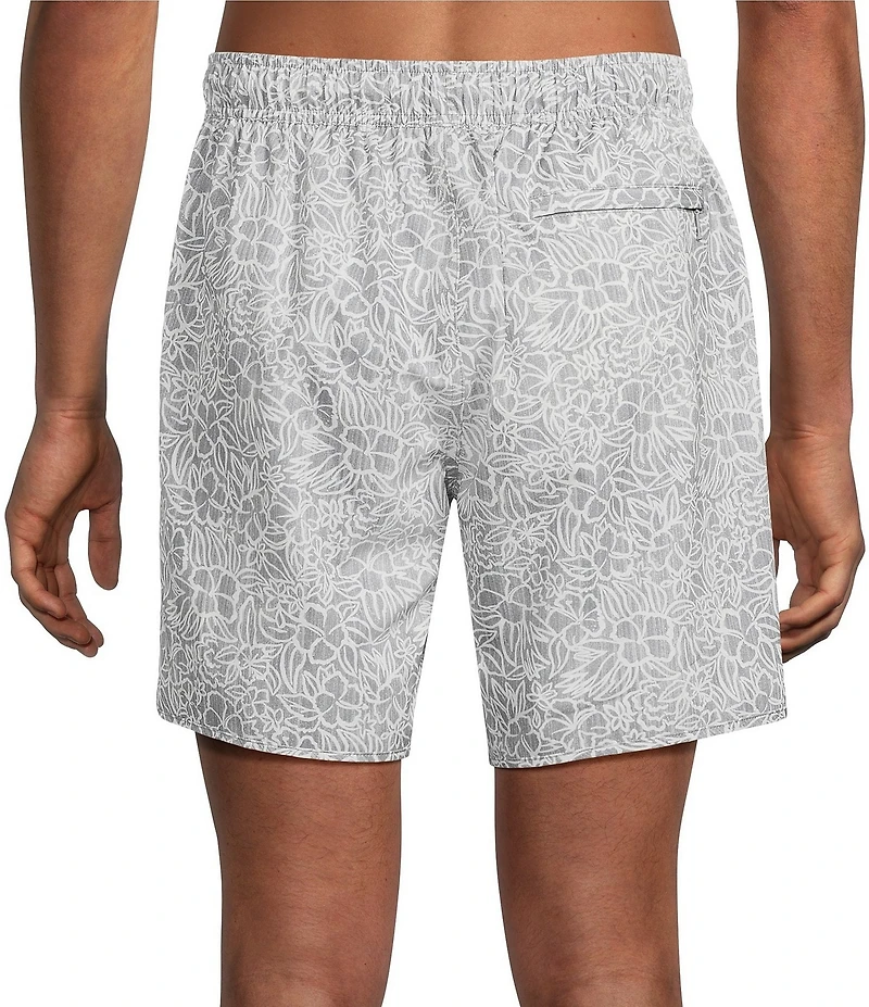 Roundtree & Yorke Outline Floral 7#double; Swim Trunks
