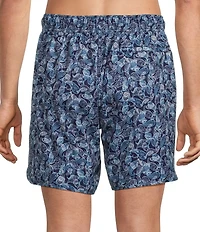 Roundtree & Yorke Paisley Fish 7#double; Inseam Swim Trunks