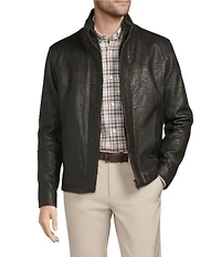 Roundtree & Yorke Pathfinder Lambskin Leather Long Sleeve Hipster Jacket
