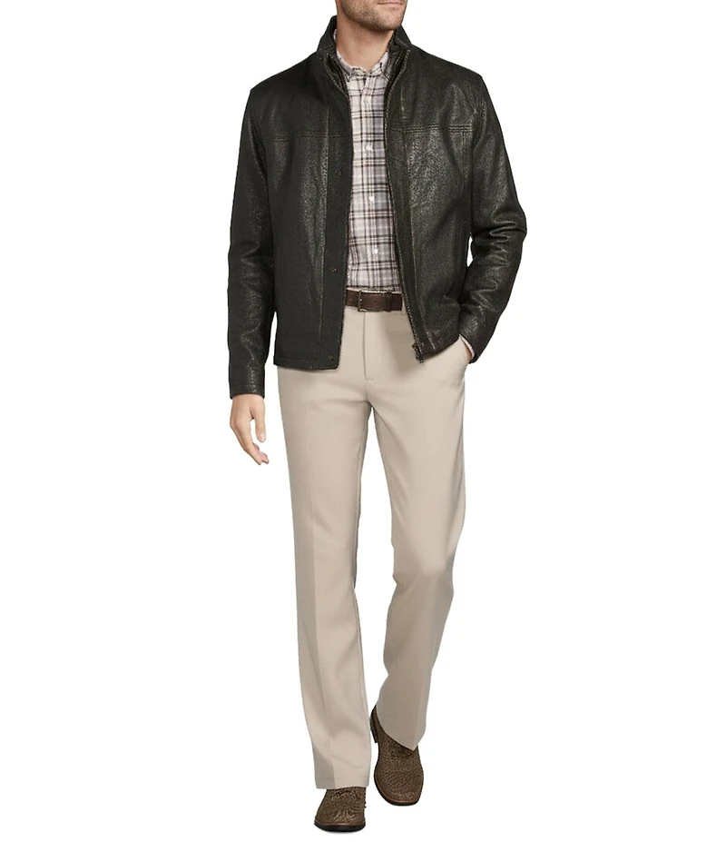 Roundtree & Yorke Pathfinder Lambskin Leather Long Sleeve Hipster Jacket