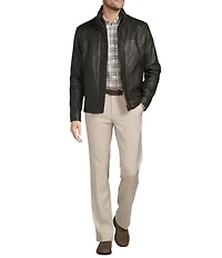 Roundtree & Yorke Pathfinder Lambskin Leather Long Sleeve Hipster Jacket