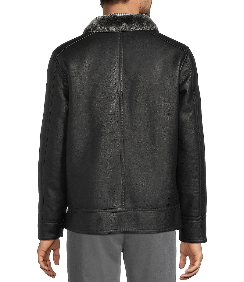 Roundtree & Yorke Pebble Faux Leather Long Sleeve Coat