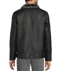 Roundtree & Yorke Pebble Faux Leather Long Sleeve Coat