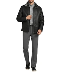 Roundtree & Yorke Pebble Faux Leather Long Sleeve Coat