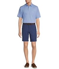 Roundtree & Yorke Performance Classic Fit Flat Front 9#double; Grid Heathered Shorts