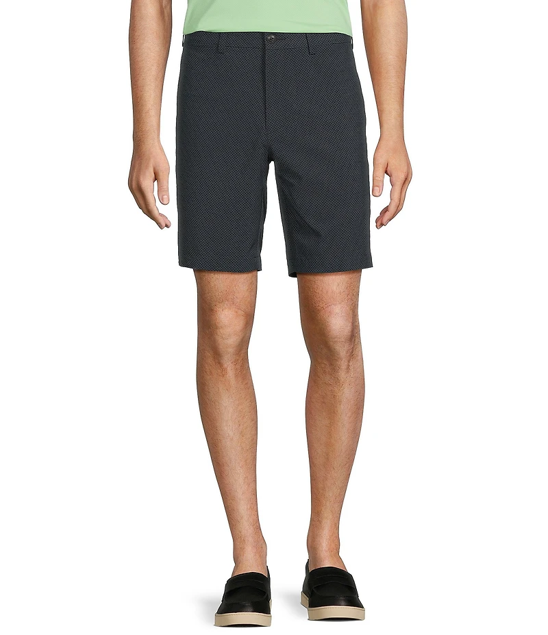 Roundtree & Yorke Performance Classic Fit Flat Front 9#double; Tonal Geo Printed Shorts