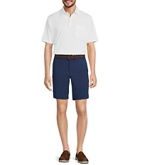 Roundtree & Yorke Performance Classic Fit Flat Front 9#double; Tonal Geo Printed Shorts