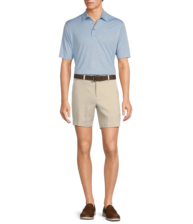 Roundtree & Yorke Performance Embossed Flower Polo Shirt