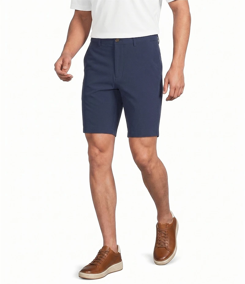 Roundtree & Yorke Performance Flat Front 9#double; Solid Texture Shorts