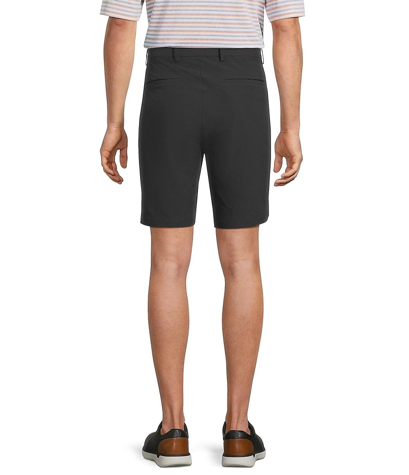 Roundtree & Yorke Performance Flat Front 9#double; Solid Texture Shorts