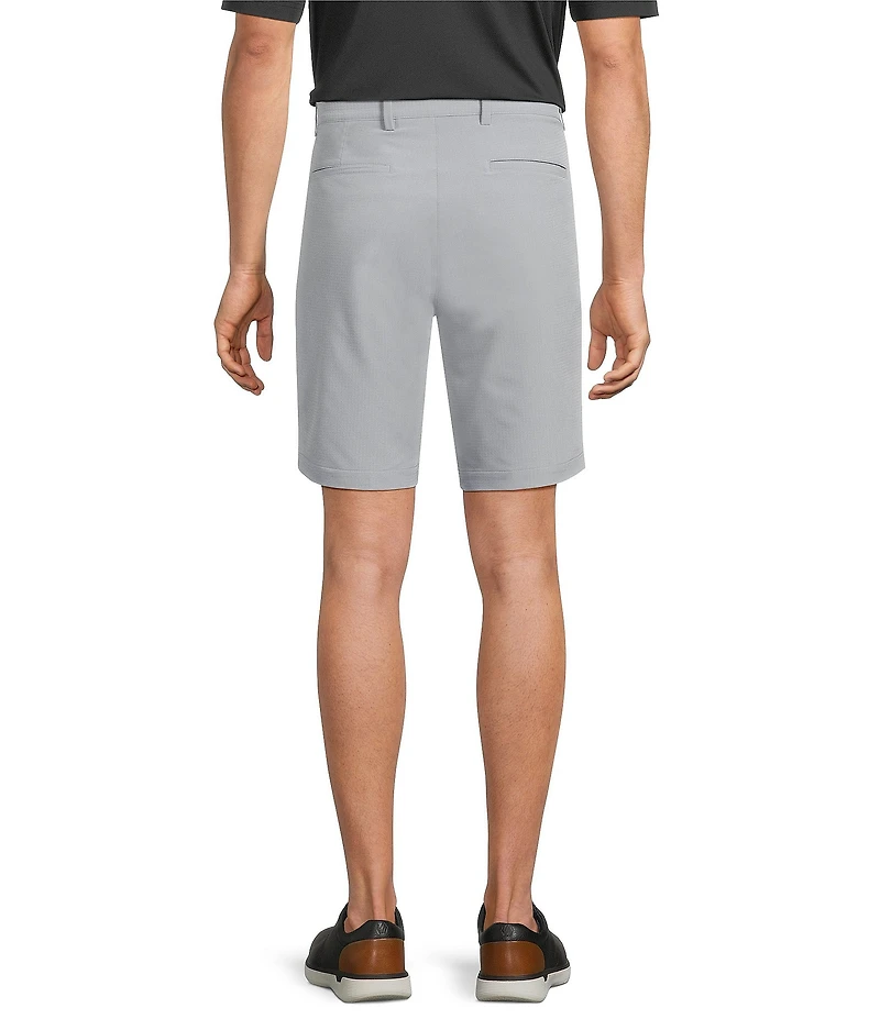 Roundtree & Yorke Performance Flat Front 9#double; Solid Texture Shorts
