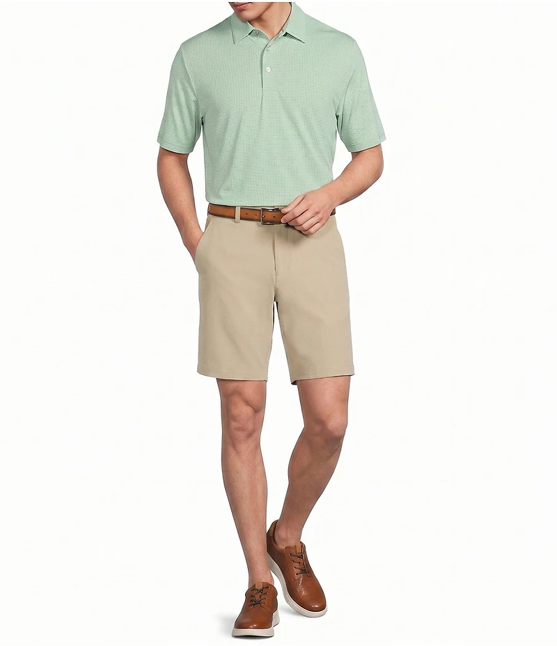 Roundtree & Yorke Performance Flat Front 9#double; Solid Texture Shorts