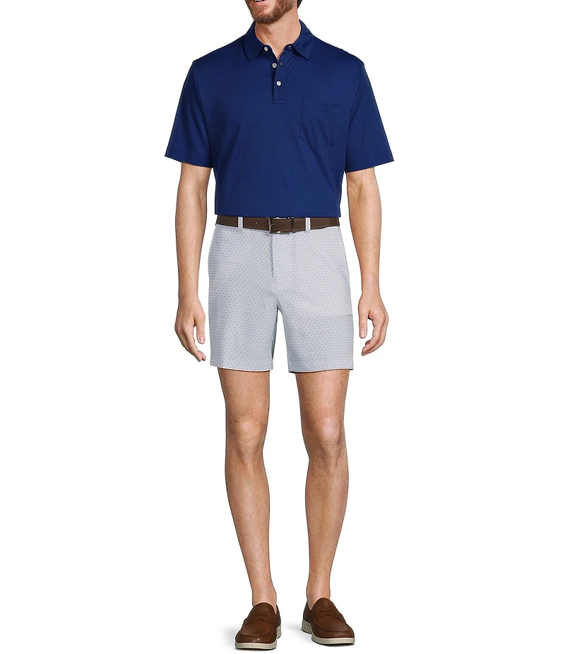 Roundtree & Yorke Performance Flat Front Straight Fit Golf Ball Print 7#double; Inseam Shorts