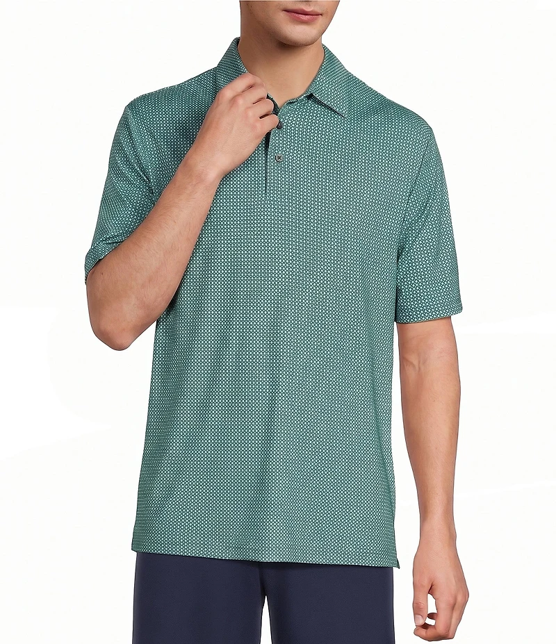 Roundtree & Yorke Big & Tall Performance Geometric Print Short Sleeve Polo