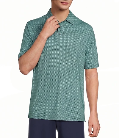 Roundtree & Yorke Big & Tall Performance Geometric Print Short Sleeve Polo