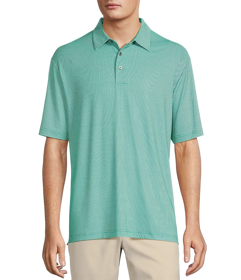 Roundtree & Yorke Performance Gingham Print Polo Shirt