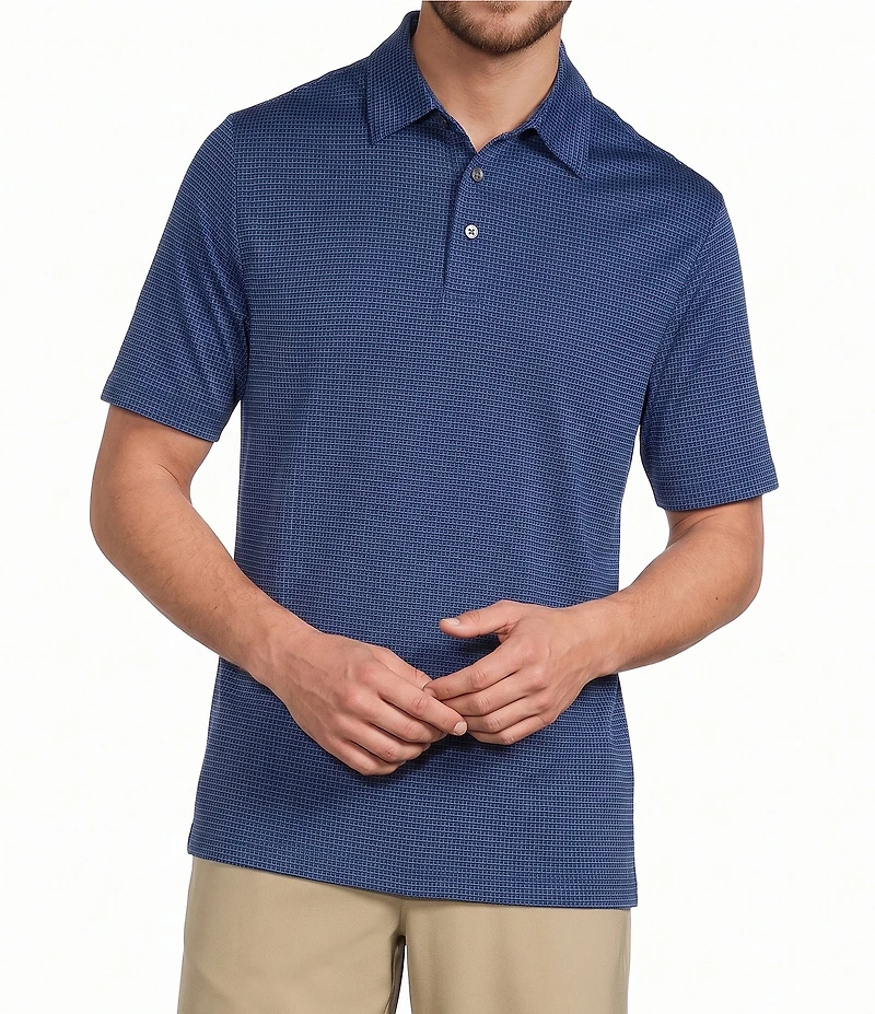 Roundtree & Yorke Performance Jacquard Squares Polo