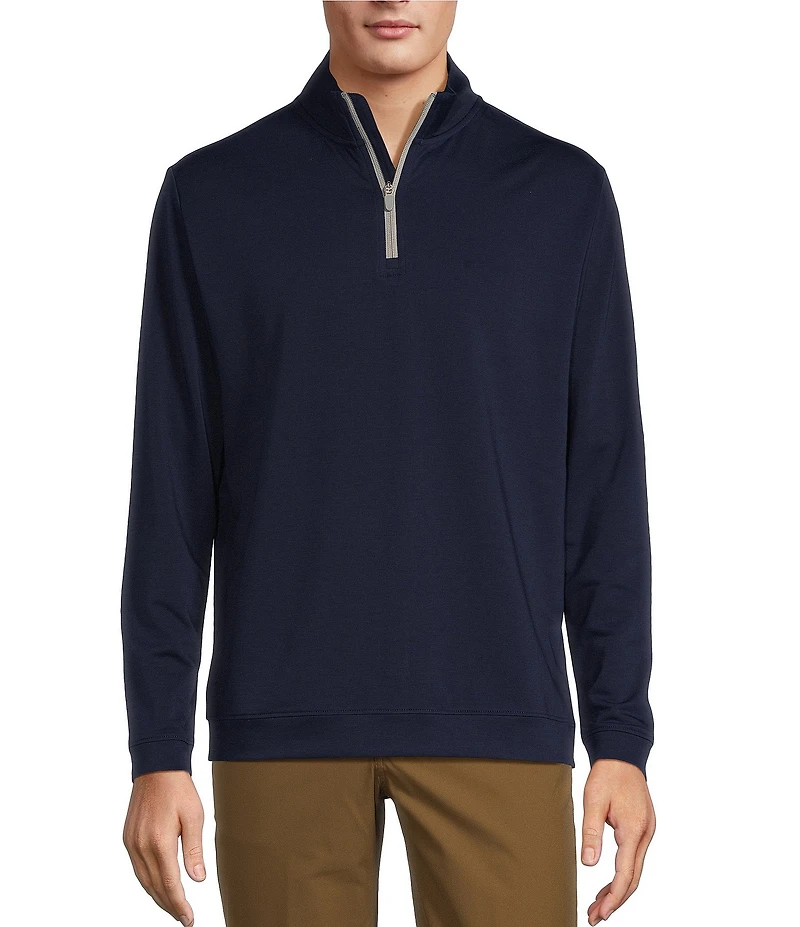 Roundtree & Yorke Performance Long Sleeve French Terry Solid Quarter Zip Pullover