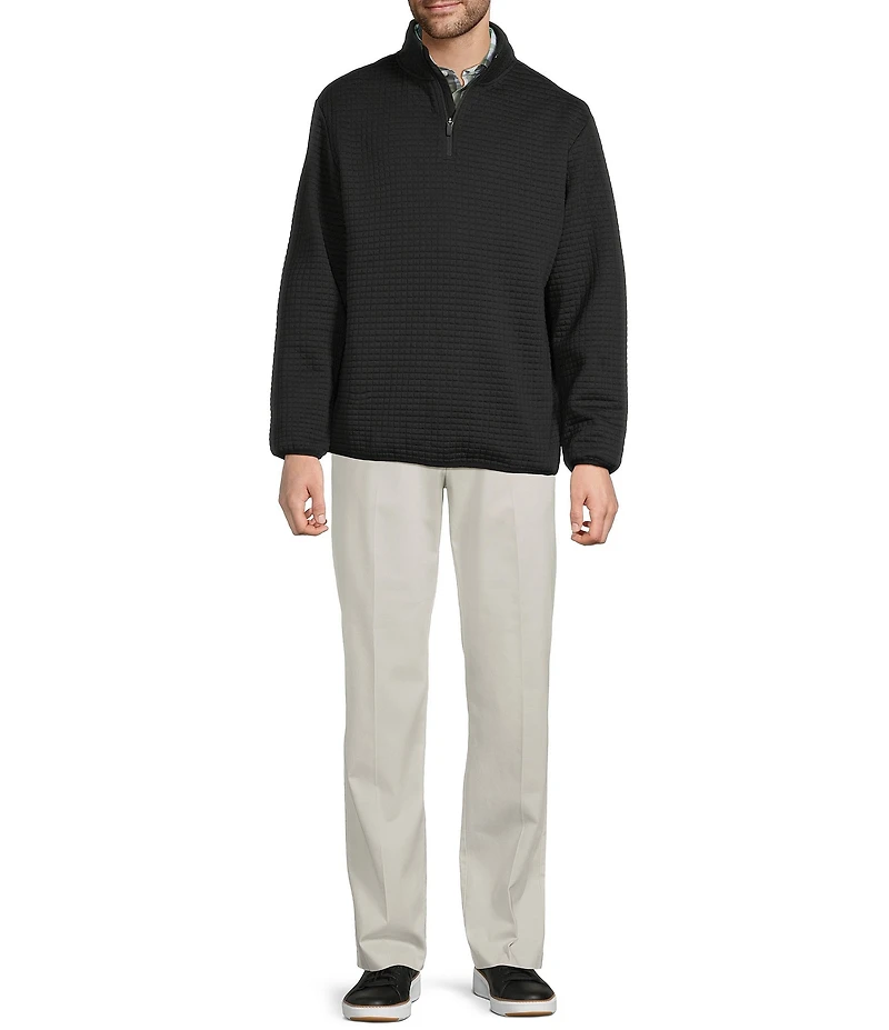 Roundtree & Yorke Performance Long Sleeve Quilted Quarter Zip Jacquard Pullover