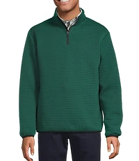 Roundtree & Yorke Performance Long Sleeve Quilted Quarter Zip Jacquard Pullover