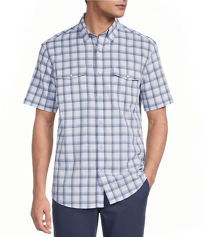 Roundtree & Yorke Performance Plaid Short Sleeve Sport Shirt