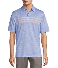 Roundtree & Yorke Performance Short Sleeve Chest Stripe Polo Shirt