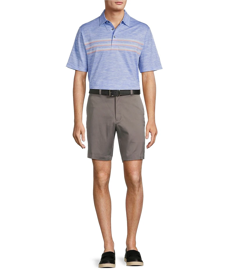 Roundtree & Yorke Performance Short Sleeve Chest Stripe Polo Shirt