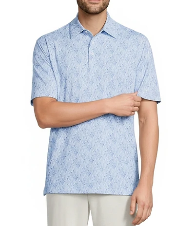 Roundtree & Yorke Performance Short Sleeve Diamond Print Polo Shirt