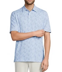 Roundtree & Yorke Performance Short Sleeve Diamond Print Polo Shirt