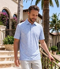 Roundtree & Yorke Performance Short Sleeve Diamond Print Polo Shirt