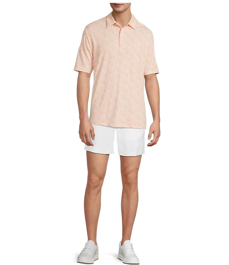 Roundtree & Yorke Performance Short Sleeve Diamond Print Polo Shirt