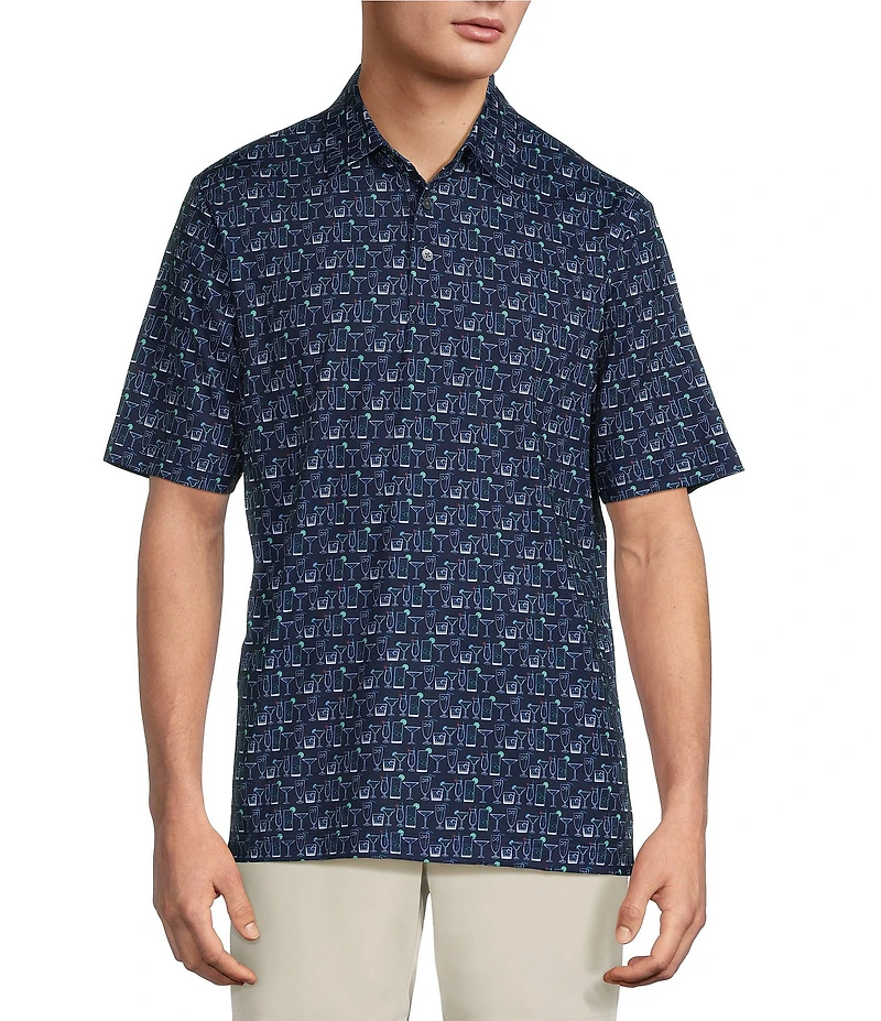 Roundtree & Yorke Performance Short Sleeve Drink Print Polo