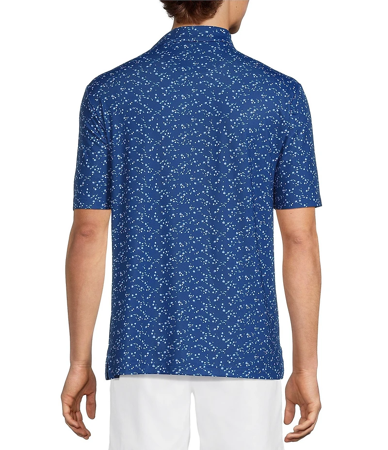 Roundtree & Yorke Performance Short Sleeve Fish Print Polo Shirt